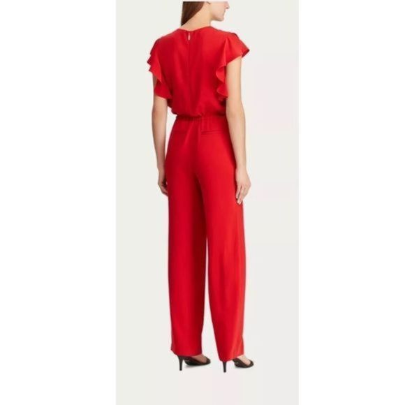 034 Ralph Lauren ruffled trim jumpsuit NWT Size 4 - Picture 4 of 11